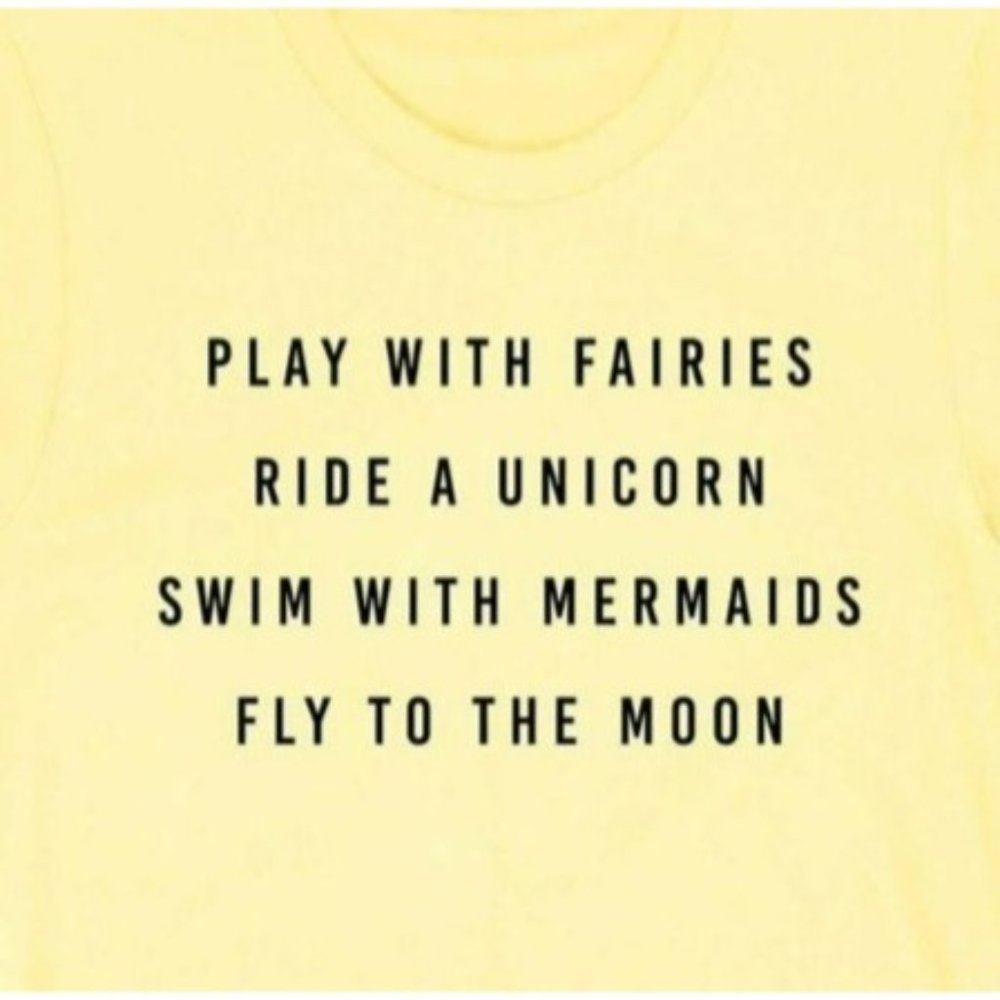 Alphia Ride A Unicorn Graphic Short Sleeve Tee Yellow Size Small NWT